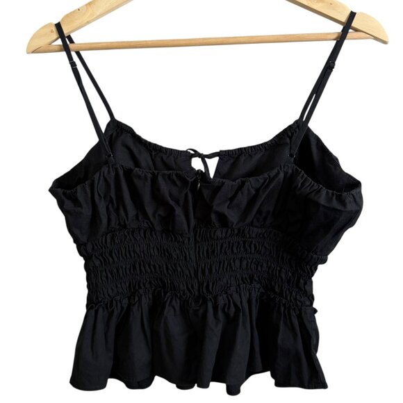 Wayf Smocked Crop Cami Tank Black Medium European Summer Cottagecore Romantic - Picture 2 of 6